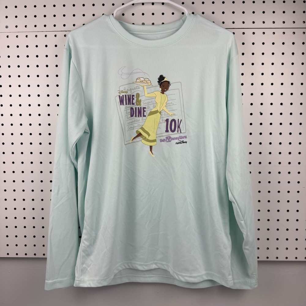 Disney Run‎ Wine and Dine Princess Tiana 10K Long Sleeve Activewear Shirt Size M